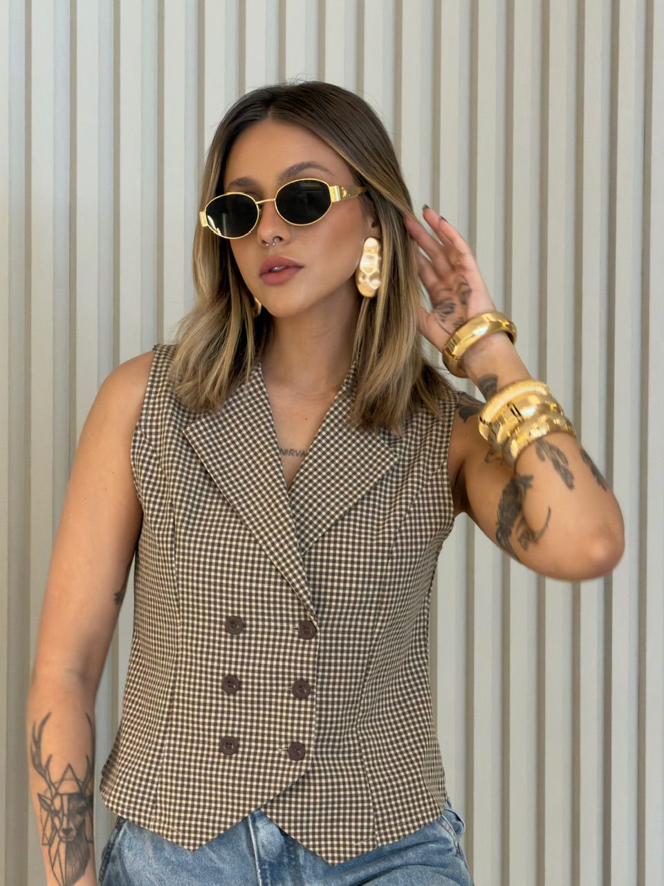 COLETE ANA MARIA XADREZ MARROM