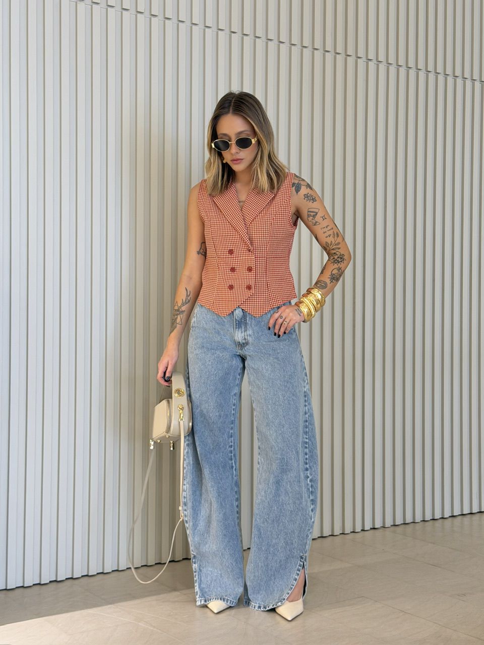 COLETE ANA MARIA XADREZ VERMELHO