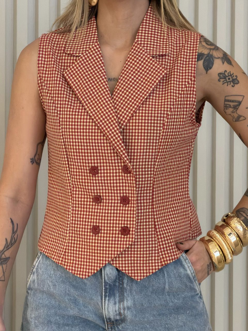 COLETE ANA MARIA XADREZ VERMELHO