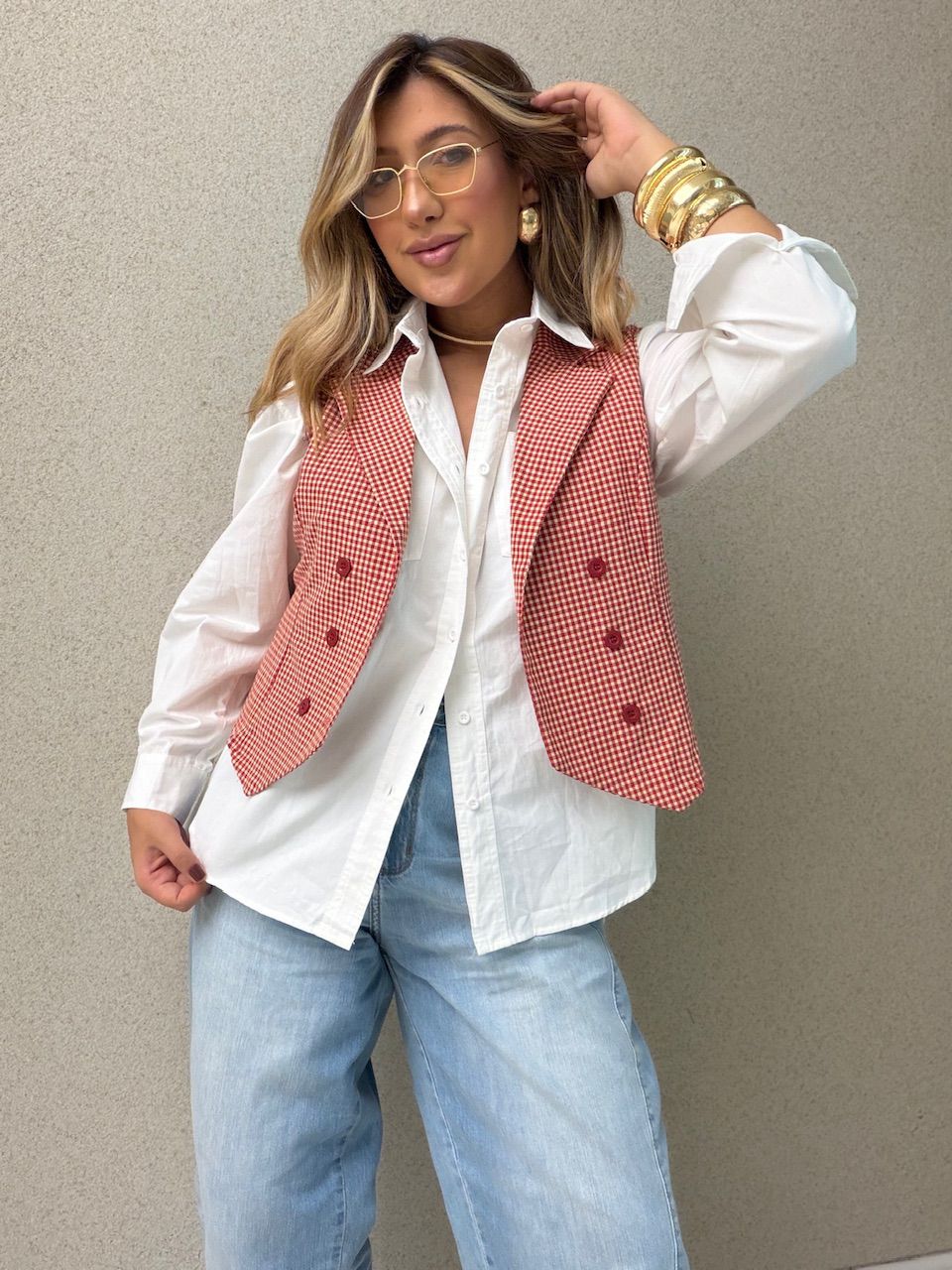 COLETE ANA MARIA XADREZ VERMELHO - 0074820006 - CAROLLA FERRARO