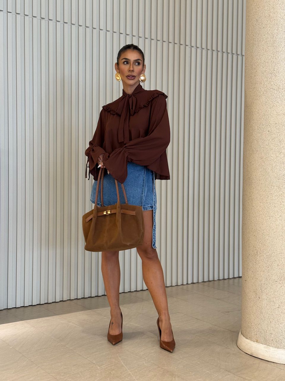 BATA CELINA AMARRAÇÃO MARROM