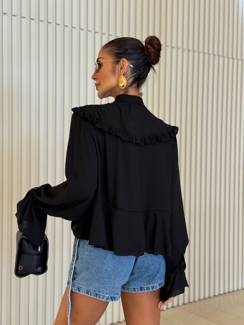 BATA CELINA AMARRAÇÃO PRETA