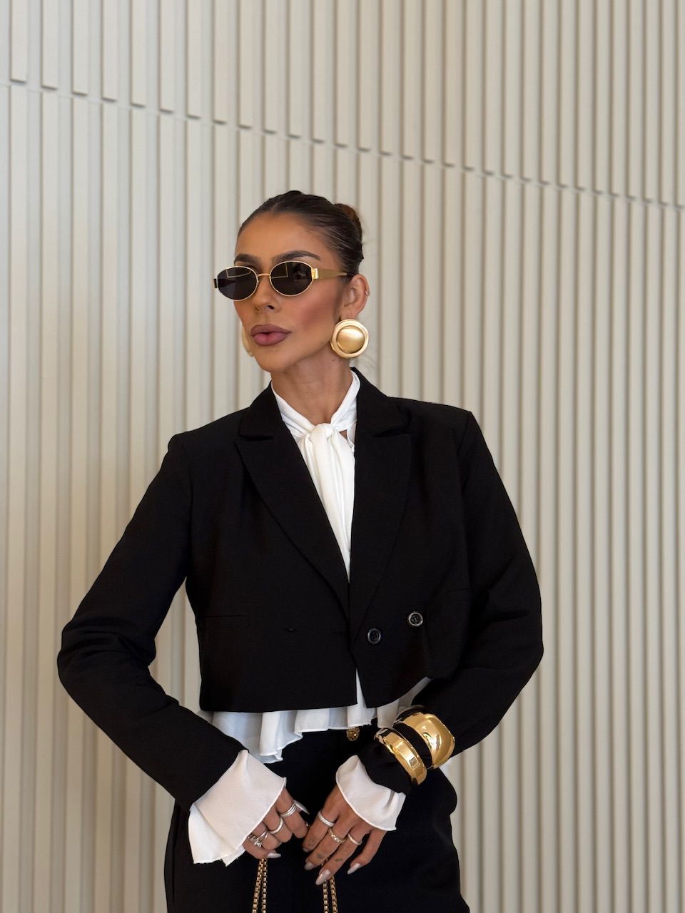 BLAZER ANGELINA CROPPED PRETA - 0075960033 - CAROLLA FERRARO