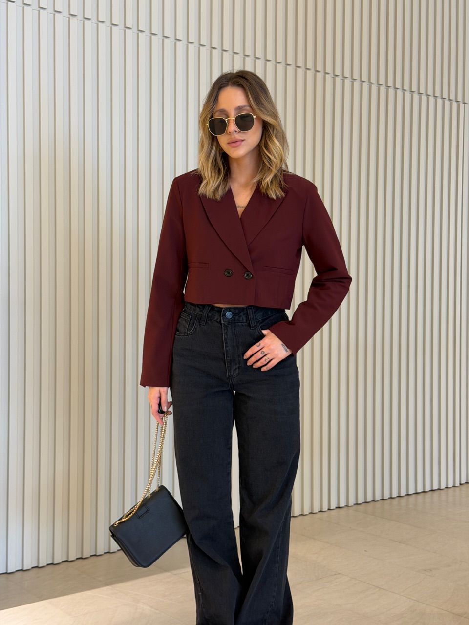 BLAZER ANGELINA CROPPED VINHO