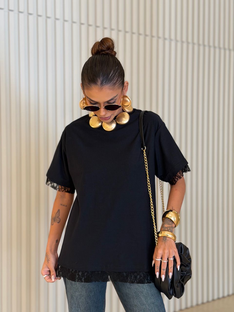 CAMISETA EDNA RENDA Preta