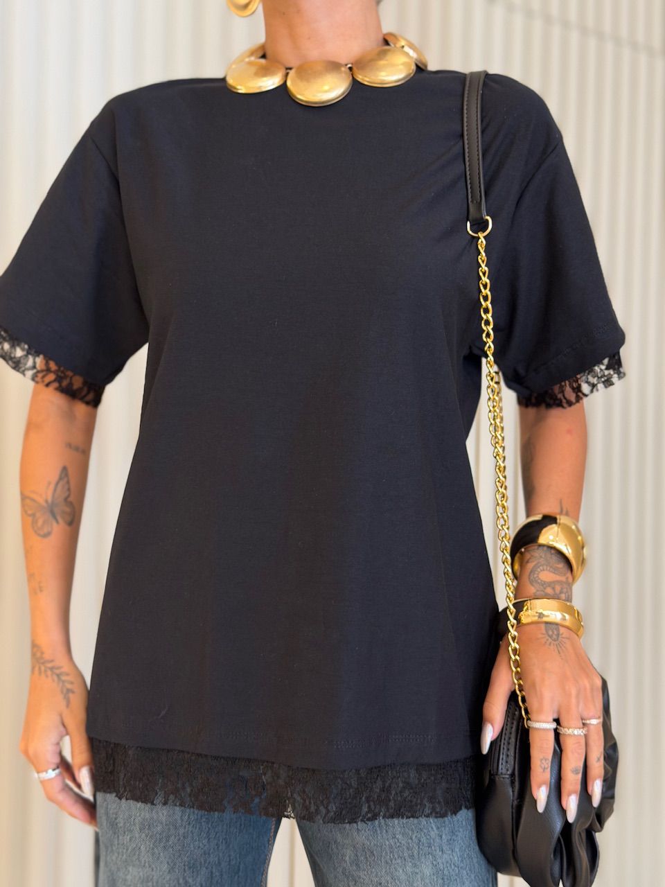 CAMISETA EDNA RENDA Preta