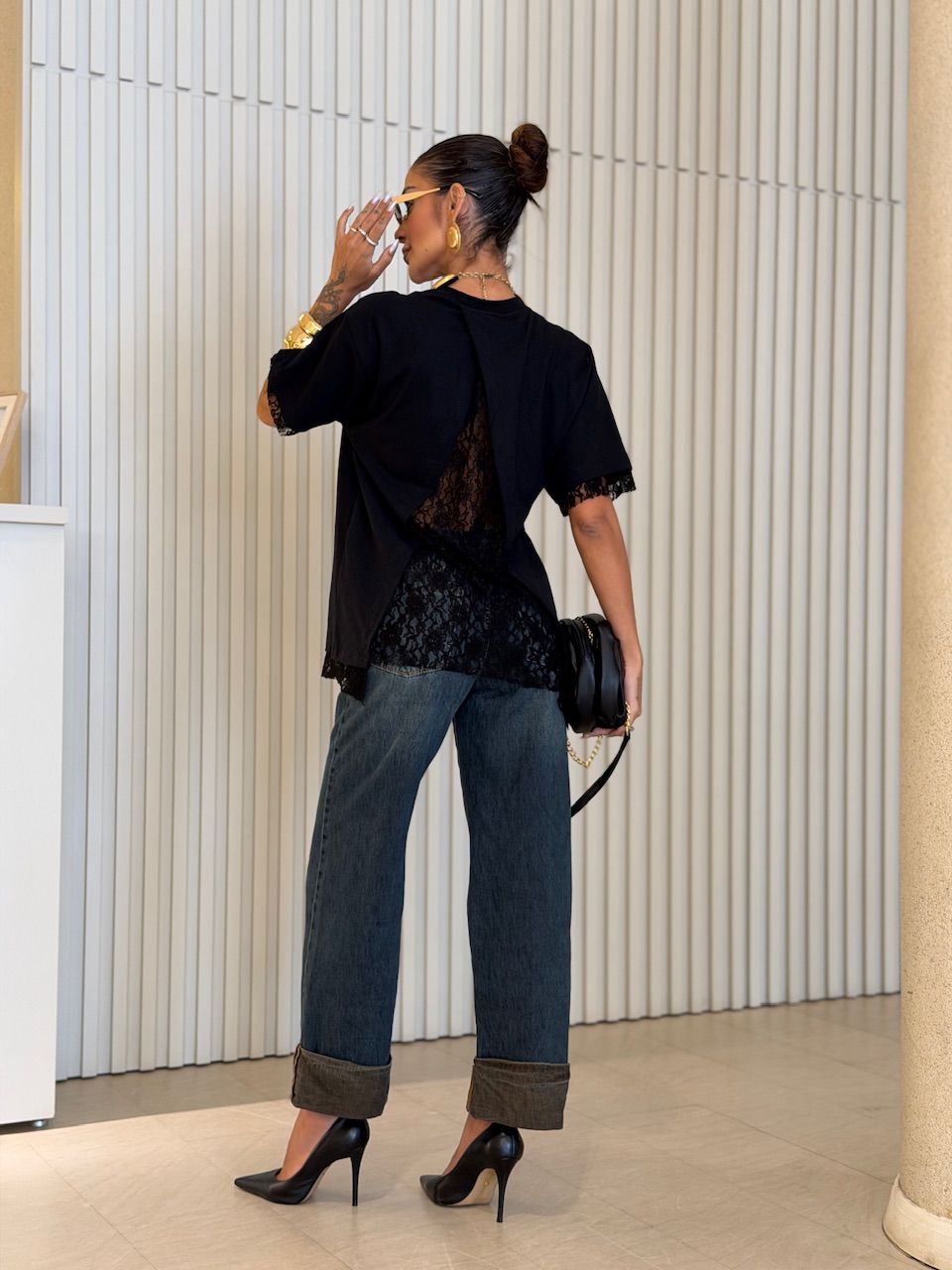 CAMISETA EDNA RENDA Preta