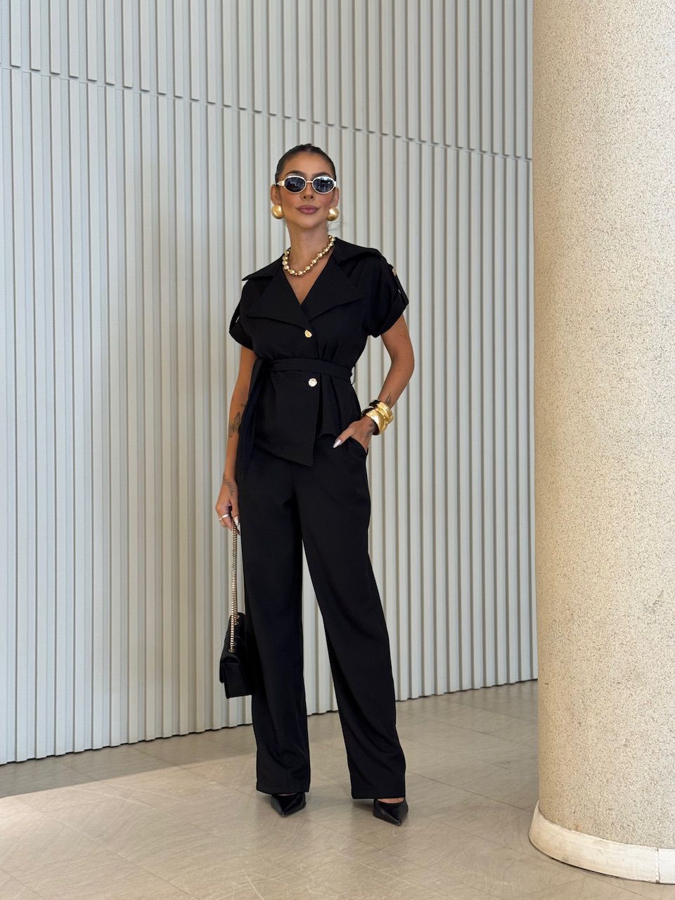 CONJUNTO DEISE BLUSA CALÇA PRETO