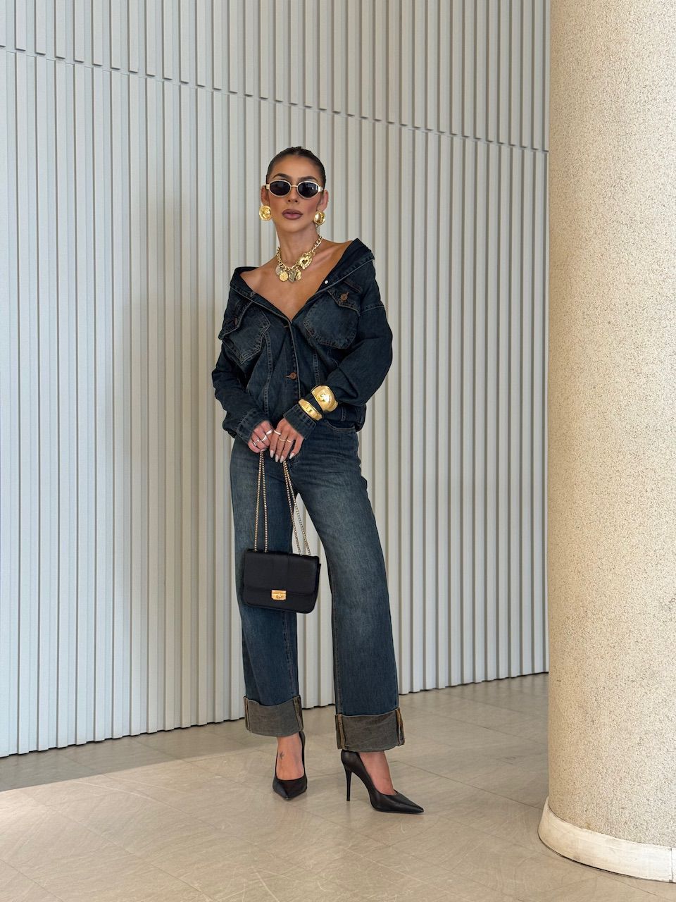 JAQUETA EMILIA BOLSOS JEANS ESCURO