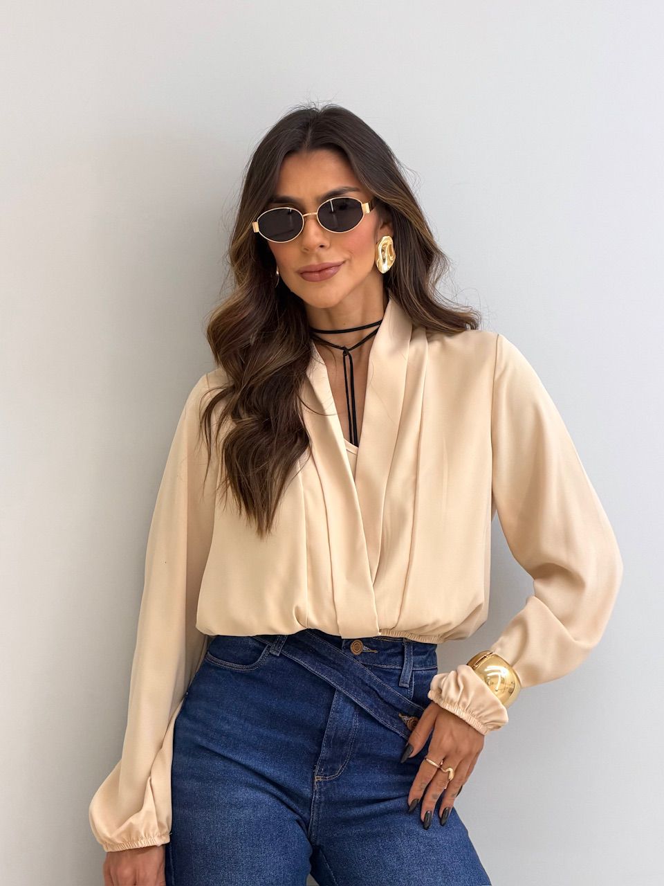BLUSA EUNICE MANGA AREIA