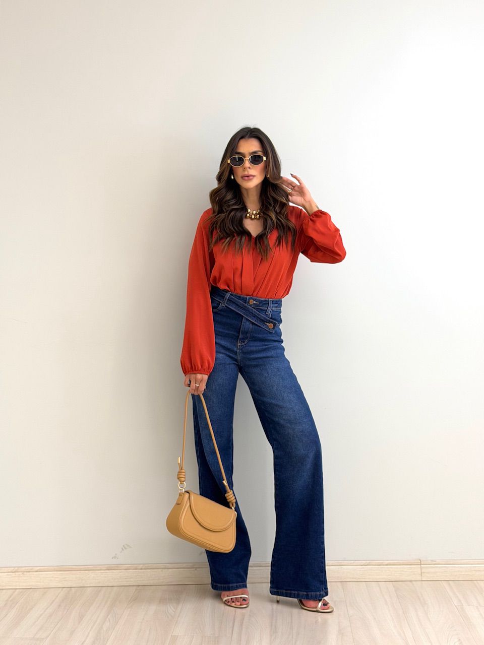 BLUSA EUNICE MANGA LARANJA