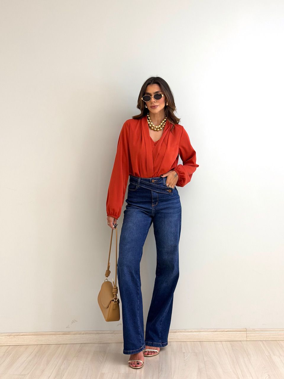 BLUSA EUNICE MANGA LARANJA