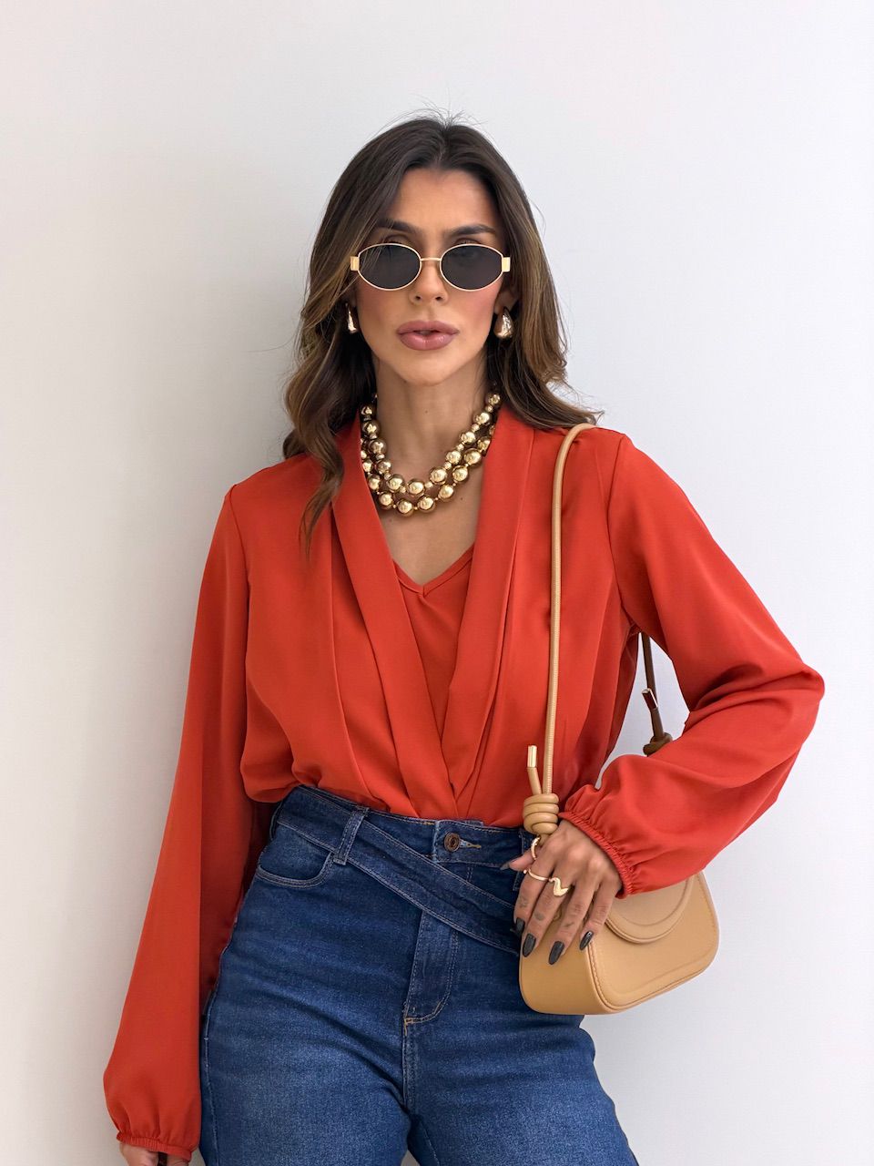 BLUSA EUNICE MANGA LARANJA