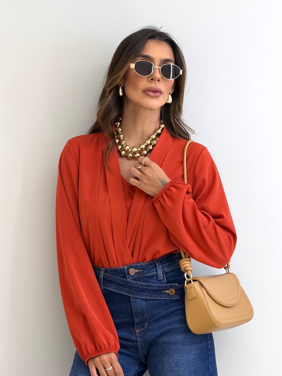 BLUSA EUNICE MANGA LARANJA