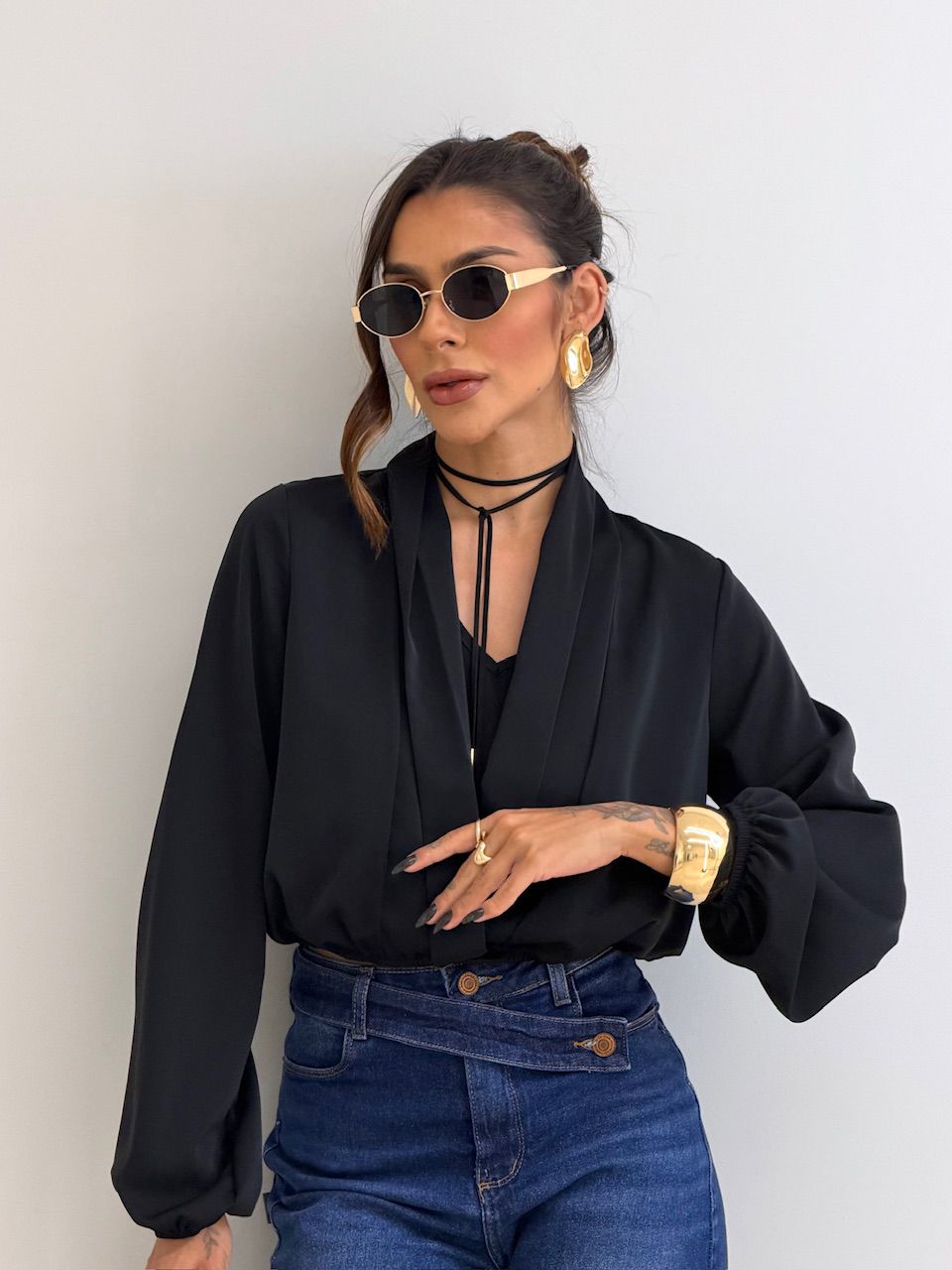 BLUSA EUNICE MANGA PRETA