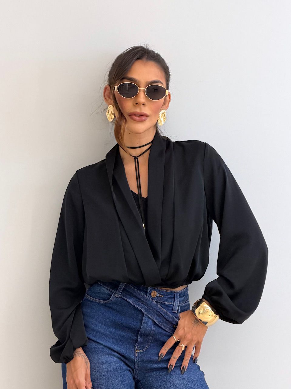 BLUSA EUNICE MANGA PRETA