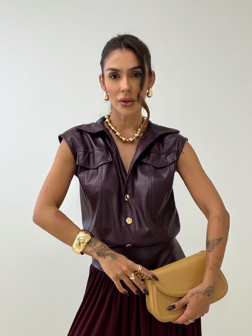 CONJUNTO FRANCINE BODY SAIA VINHO