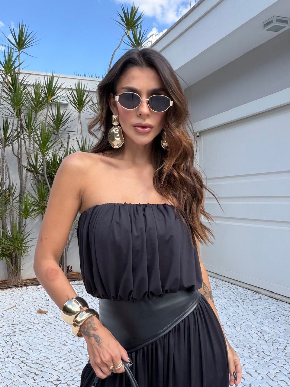 MACACÃO FELÍCIA TOMARA QUE CAIA PRETO
