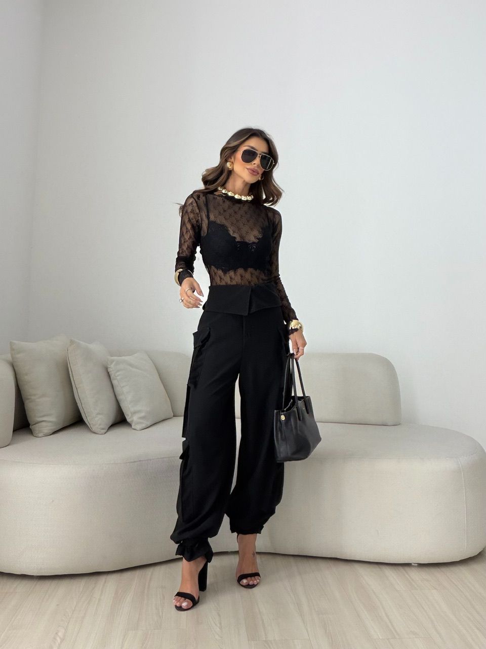 CALÇA MAVIE CARGO PRETA