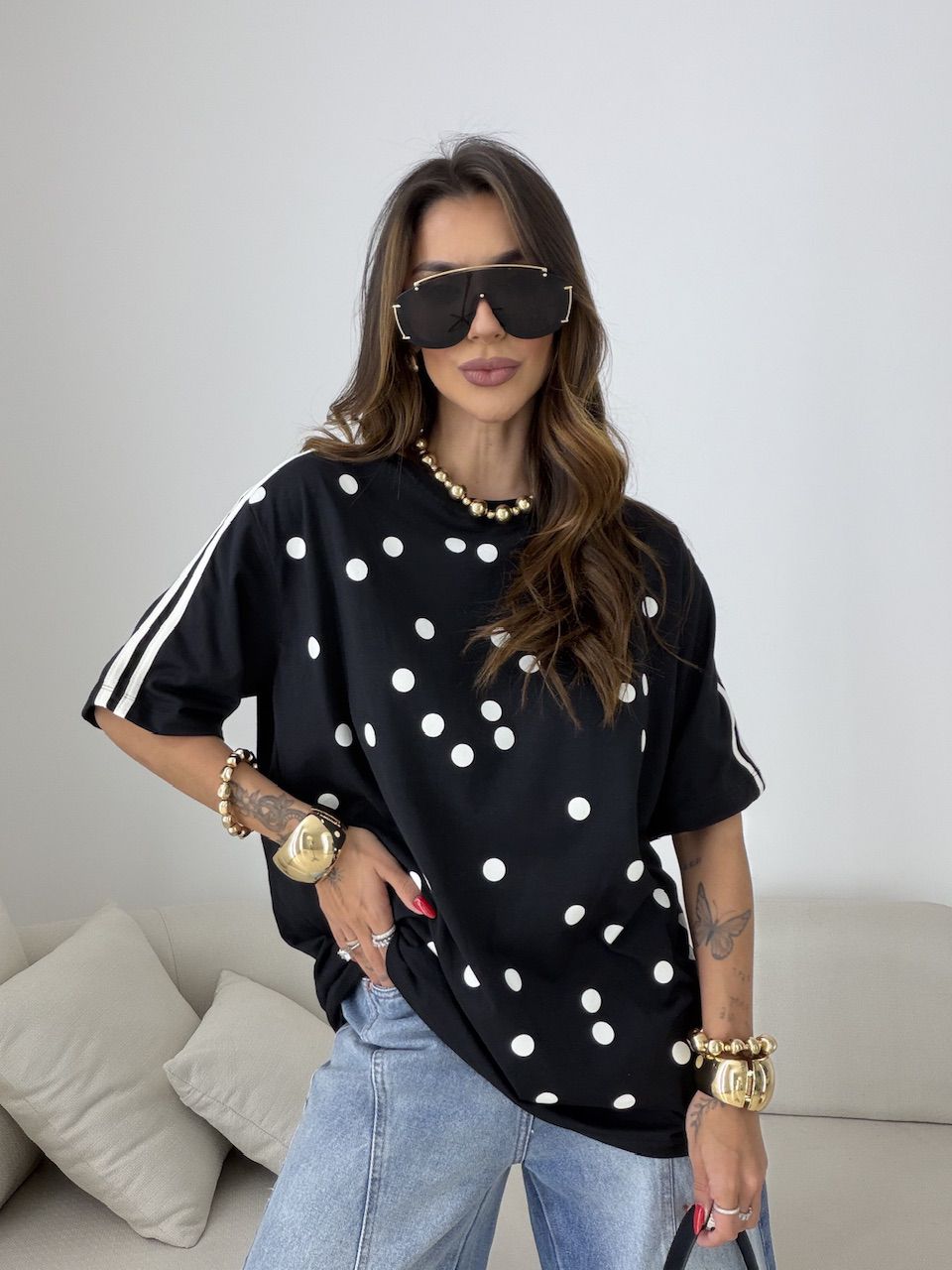 CAMISETÃO SUELEN POÁ PRETO - 0079760032 - CAROLLA FERRARO