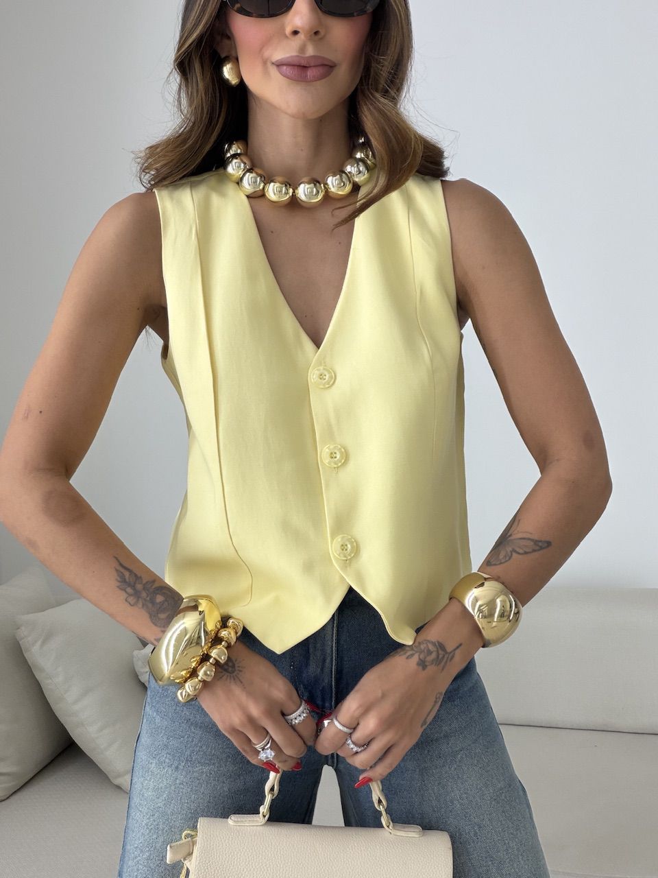 COLETE CLÉO ALFAIATARIA AMARELO