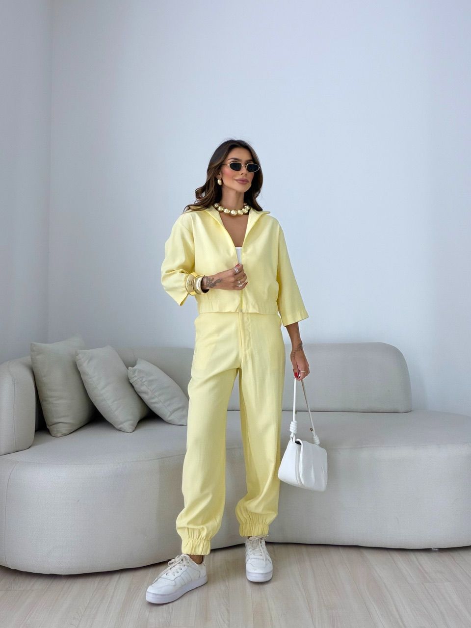 CONJUNTO LUNA CALÇA AMARELO - 0079670111 - CAROLLA FERRARO
