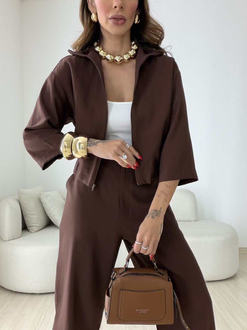 CONJUNTO LUNA CALÇA CAFÉ