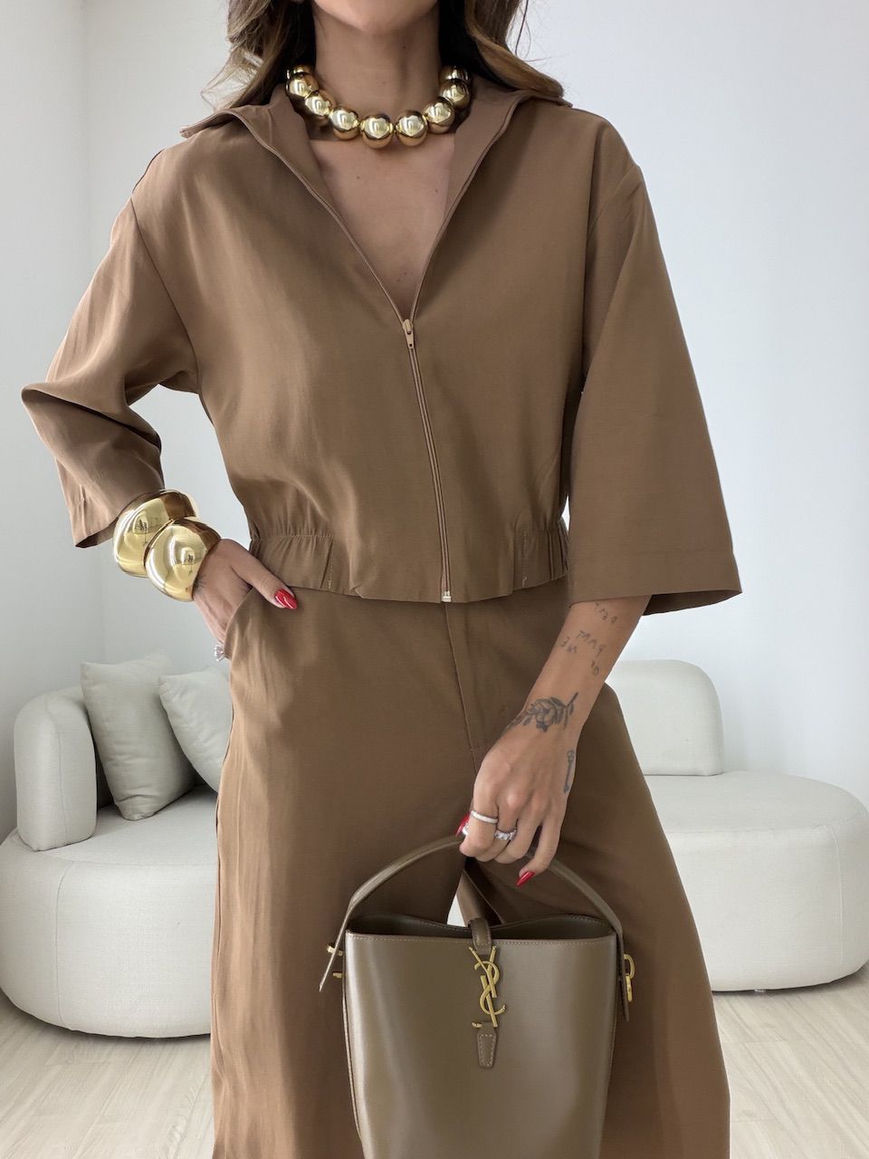 CONJUNTO LUNA CALÇA MARROM