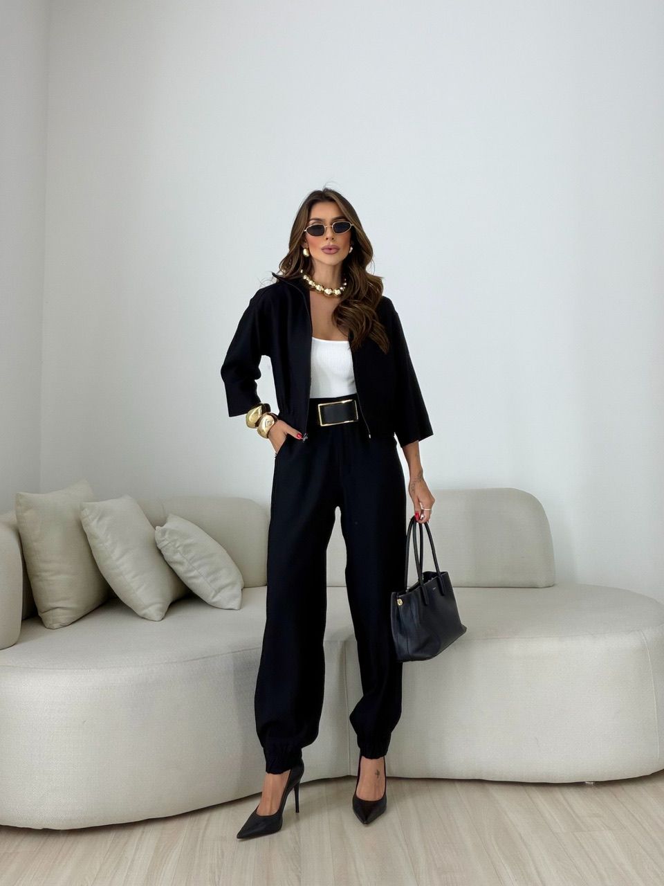CONJUNTO LUNA CALÇA PRETO - 0079670032 - CAROLLA FERRARO