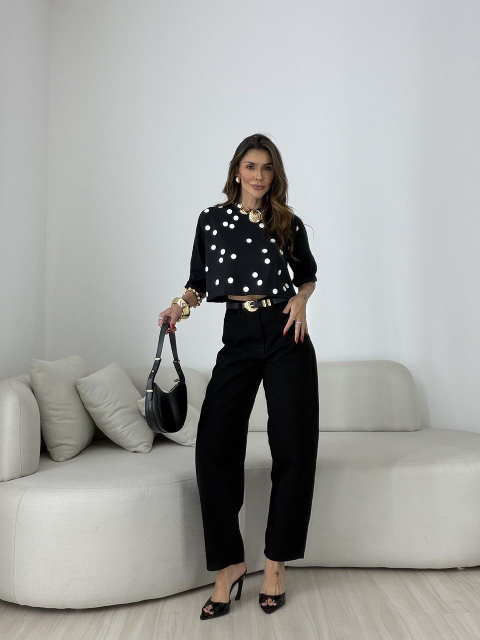 CROPPED NANDA POÁ PRETO