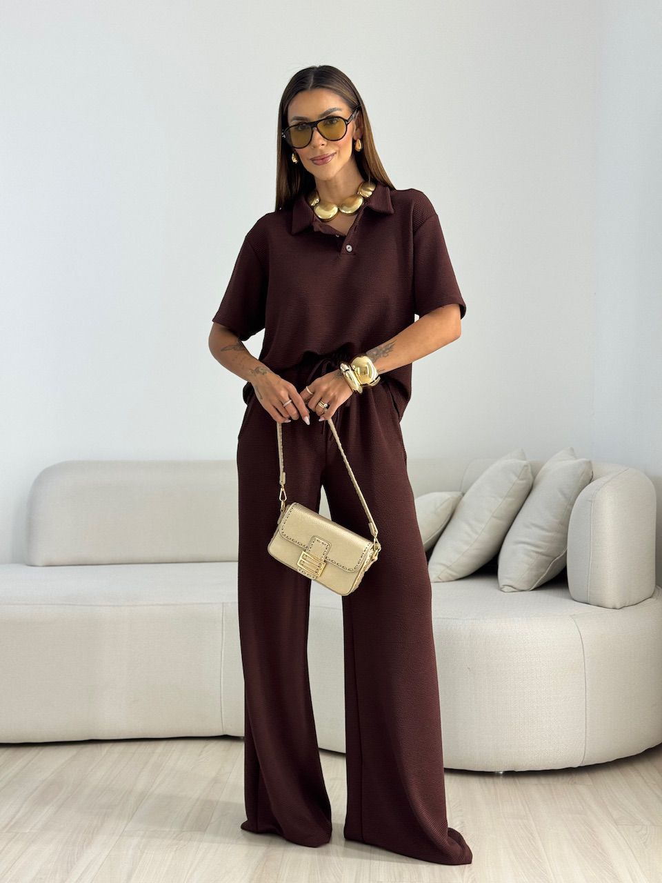 CONJUNTO BRIGITTE CANELADO CAFÉ - 0070190160 - CAROLLA FERRARO