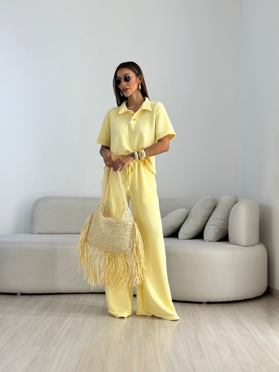 CONJUNTO BRIGITTE CANELADO YELLOW BUTTER - 0070190... - CAROLLA FERRARO