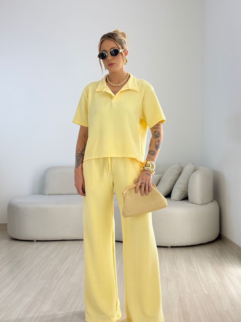 CONJUNTO BRIGITTE CANELADO YELLOW BUTTER