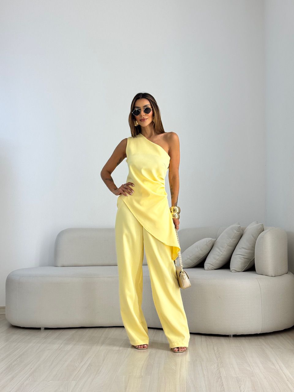 CONJUNTO FATIMA DRAPEADO AMARELO