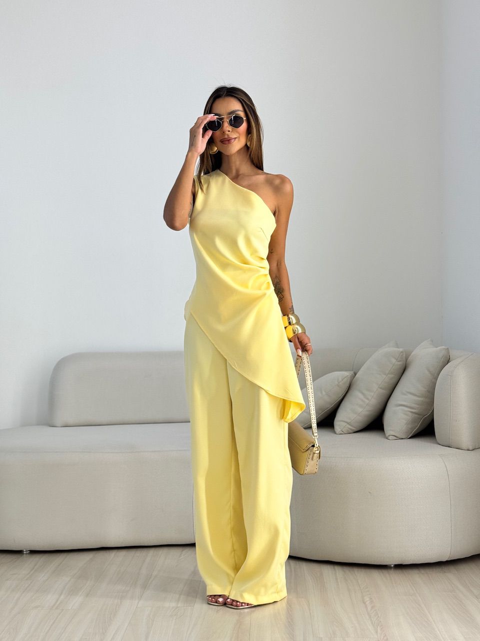 CONJUNTO FATIMA DRAPEADO AMARELO