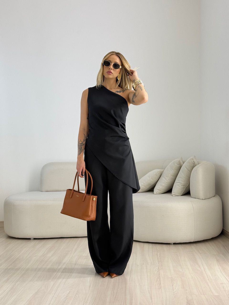 CONJUNTO FATIMA DRAPEADO PRETO