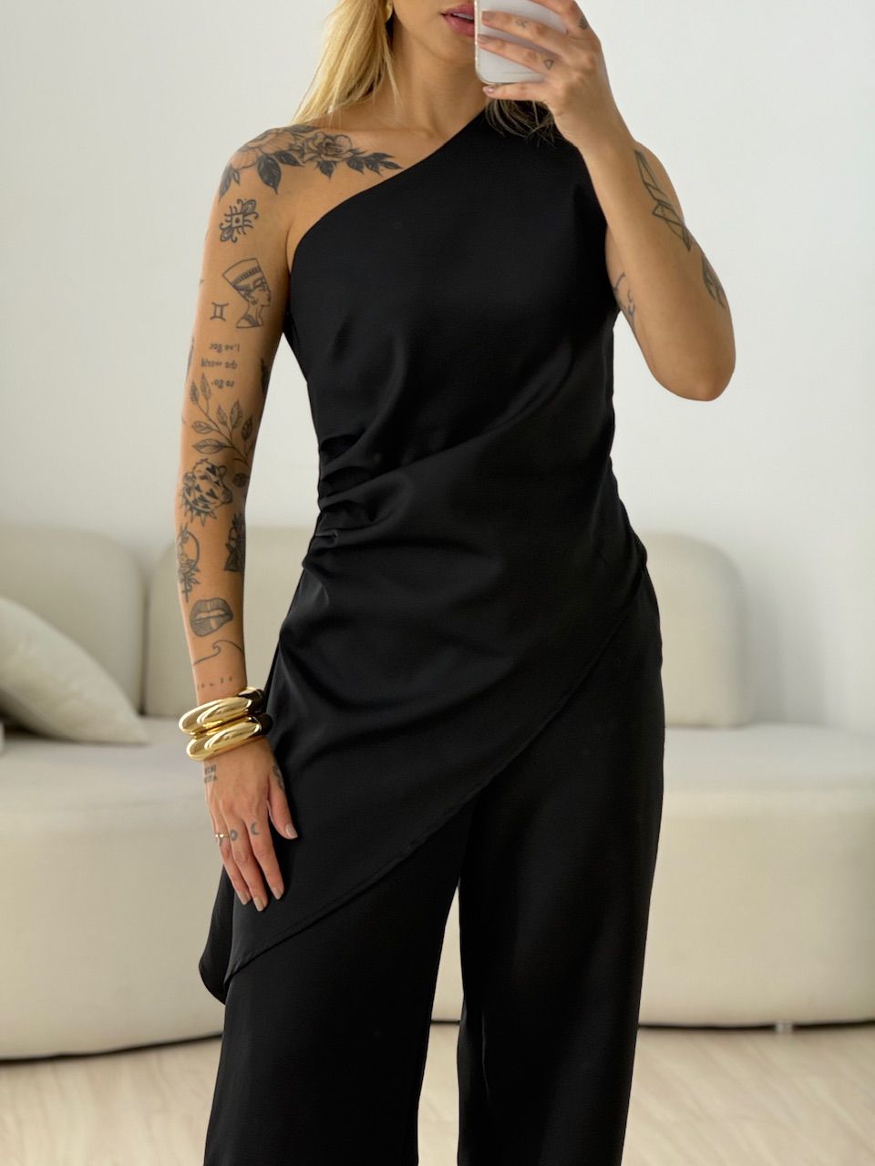 CONJUNTO FATIMA DRAPEADO PRETO