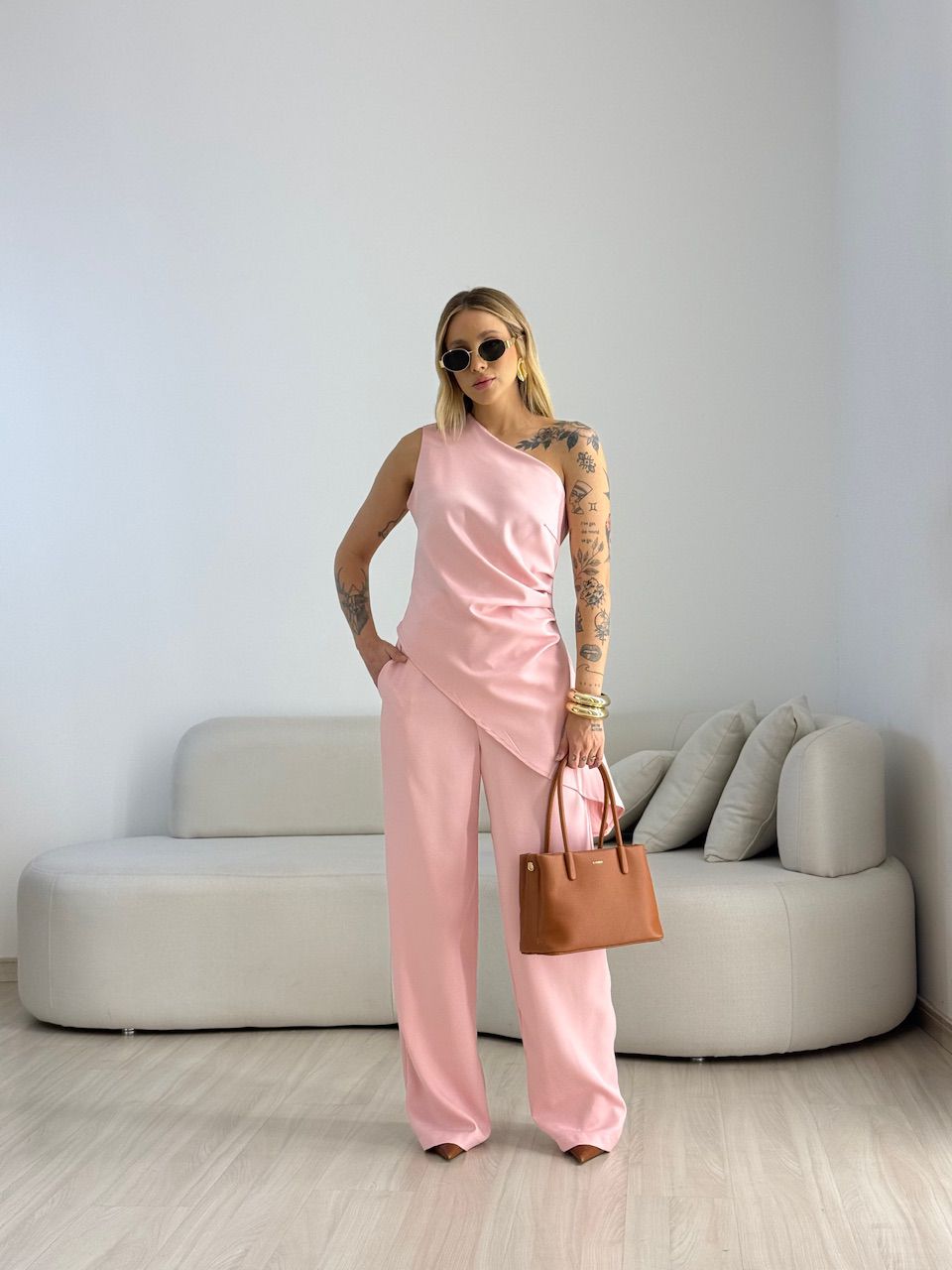 CONJUNTO FATIMA DRAPEADO ROSA