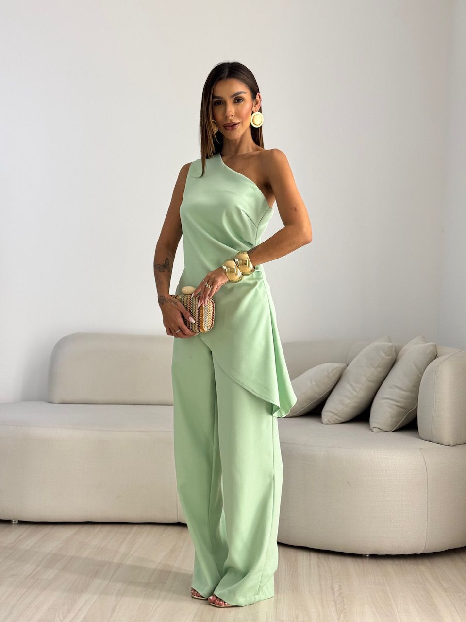 CONJUNTO FATIMA DRAPEADO VERDE - 0070080230 - CAROLLA FERRARO