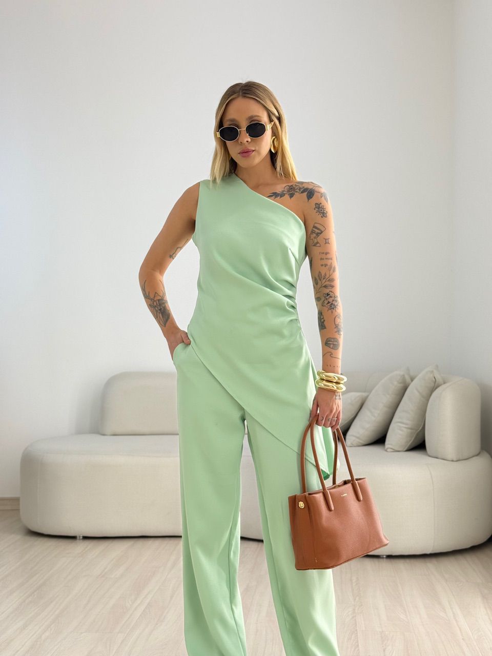 CONJUNTO FATIMA DRAPEADO VERDE