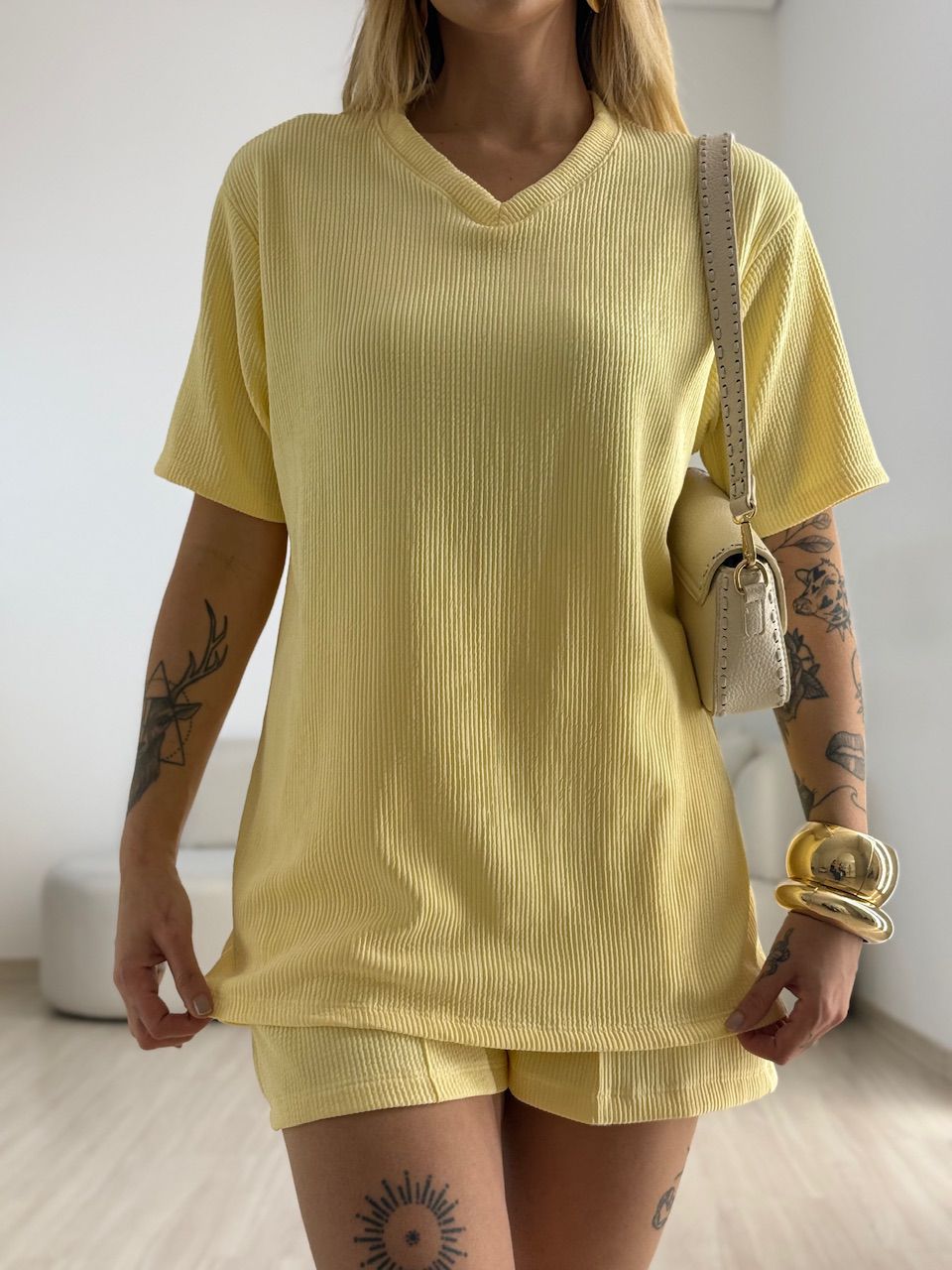 CONJUNTO LEAH CANELADO Amarelo