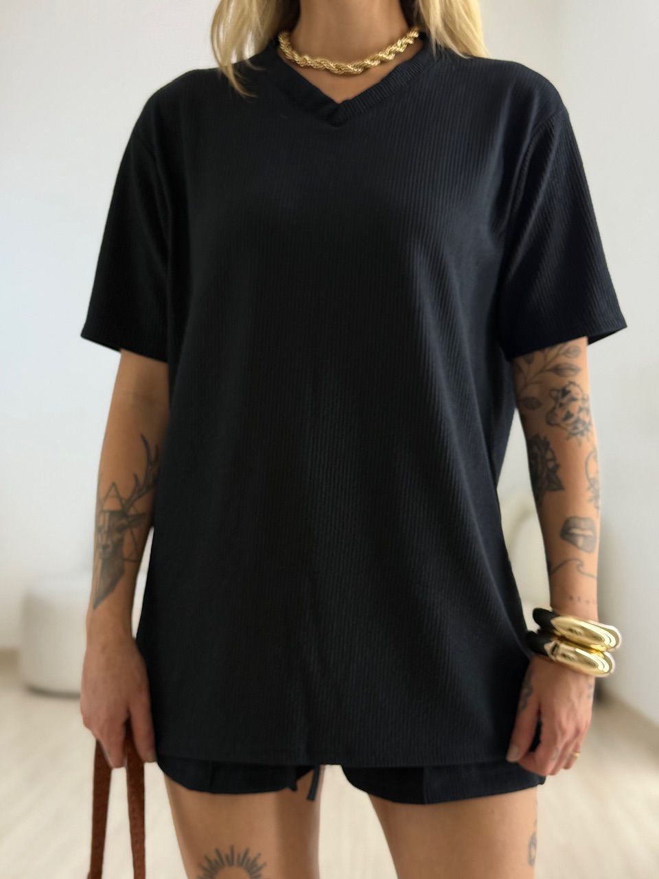 CONJUNTO LEAH CANELADO preto