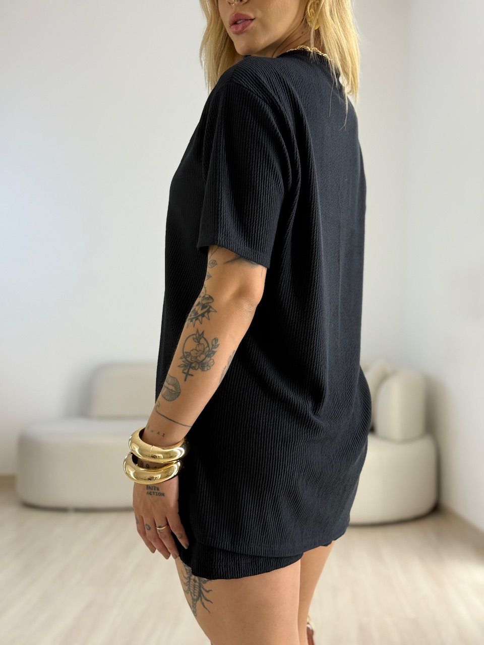 CONJUNTO LEAH CANELADO preto