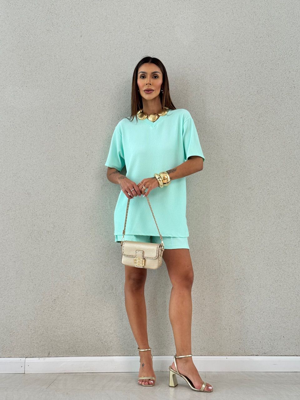 CONJUNTO LEAH CANELADO VERDE AGUA - 0070110121 - CAROLLA FERRARO