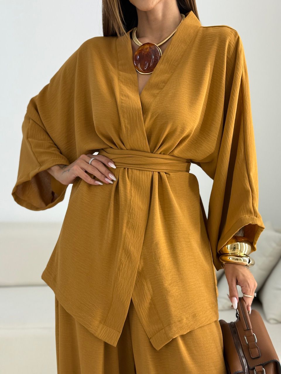 KIMONO BRUNA CF FAIXA CARAMELO