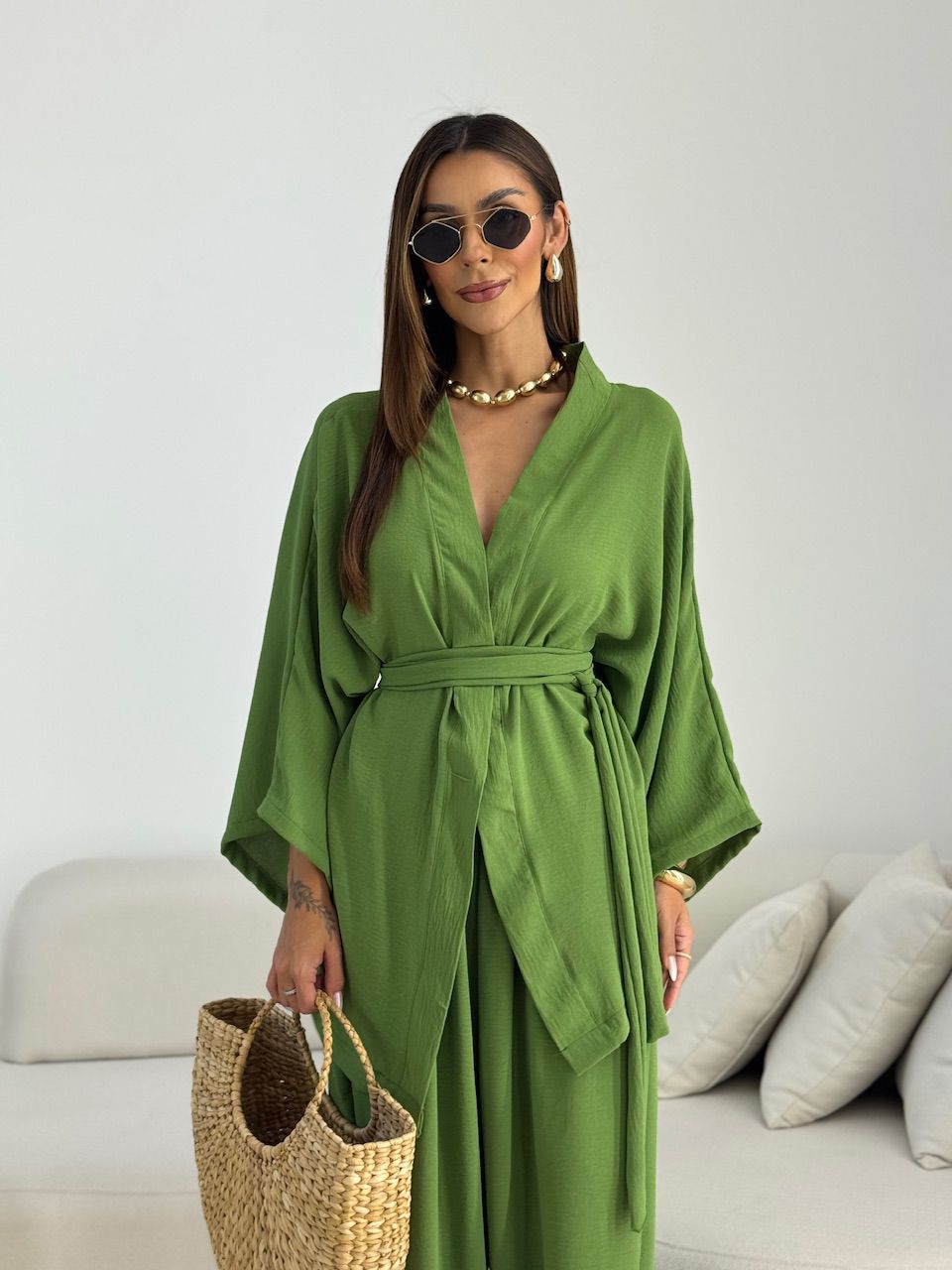 KIMONO BRUNA CF FAIXA VERDE - 0070270014 - CAROLLA FERRARO