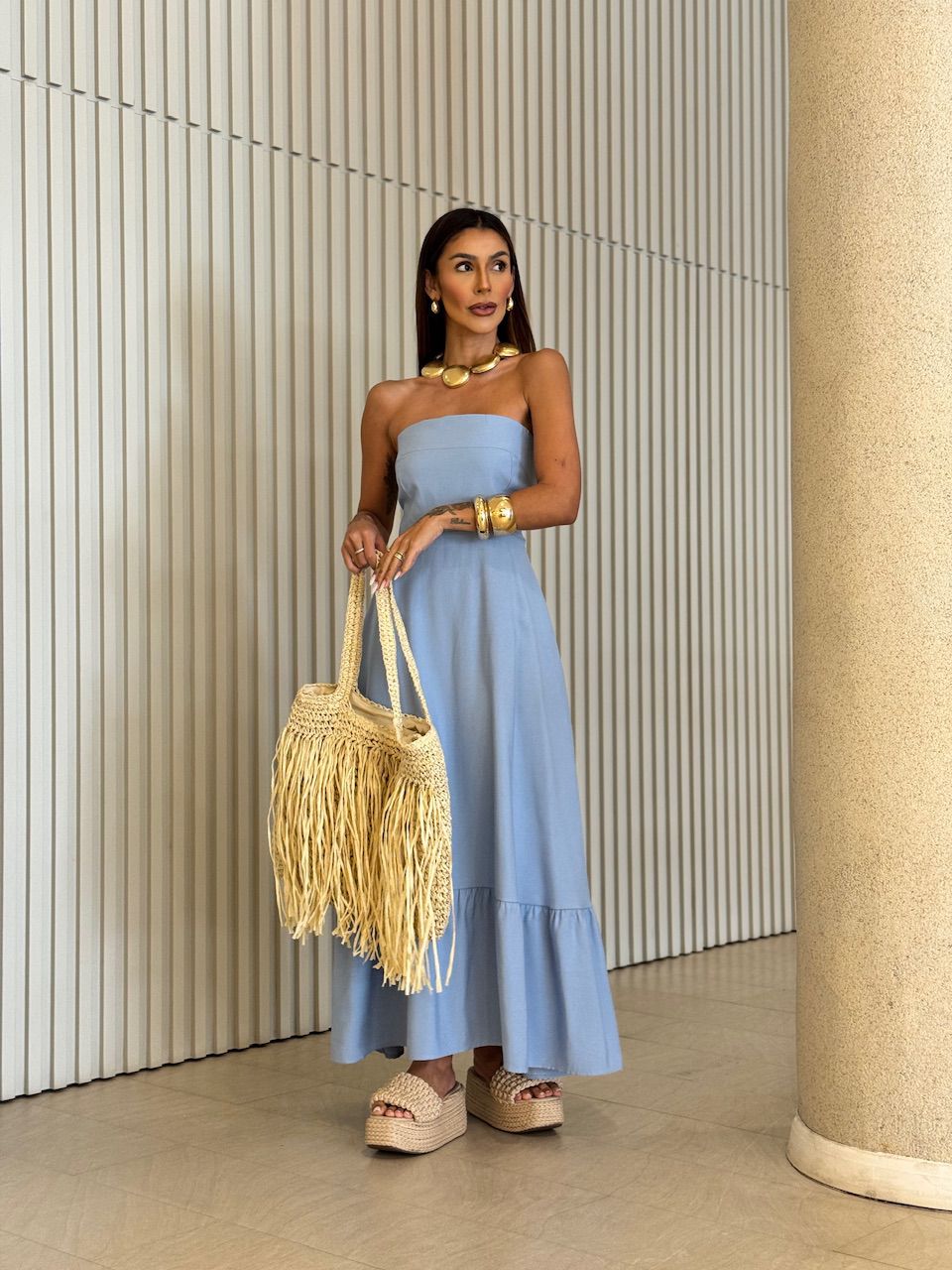 VESTIDO TATI TOMARA QUE CAIA AZUL - 0070090109 - CAROLLA FERRARO