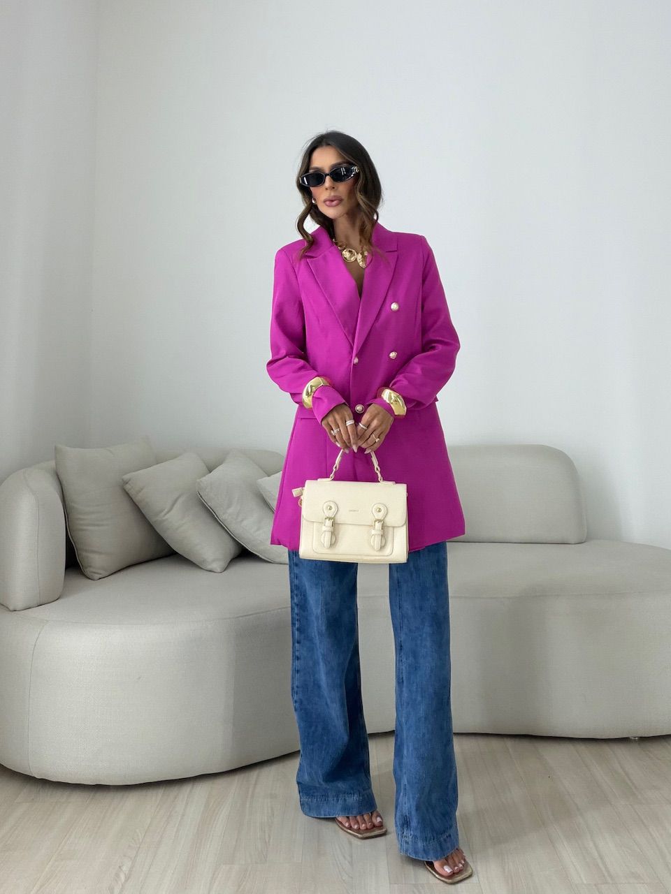 BLAZER CAROLINA FORRADO FUCSIA
