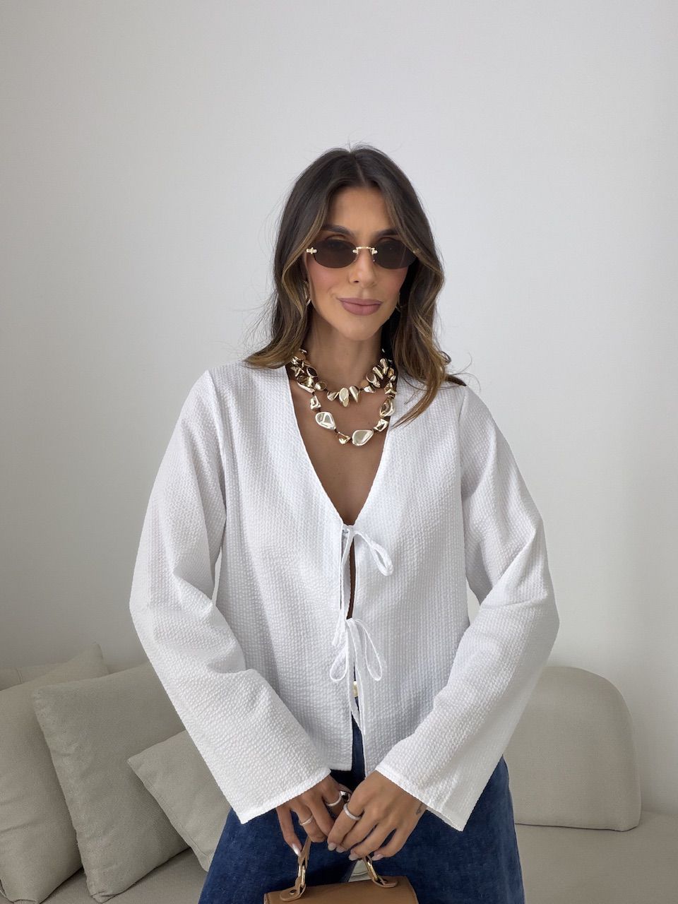 BLUSA EMMA AMARRAÇÃO LISTRADA OFF - 0081680048 - CAROLLA FERRARO