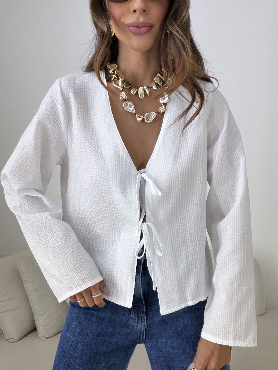 BLUSA EMMA AMARRAÇÃO LISTRADA OFF